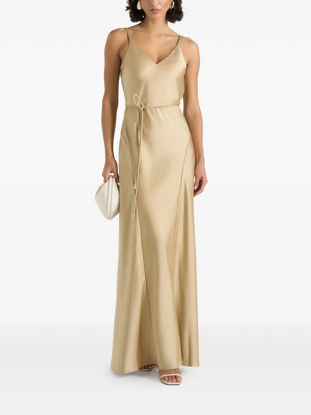 Manière De Voir Saffron satin belted maxi dress - Oro
