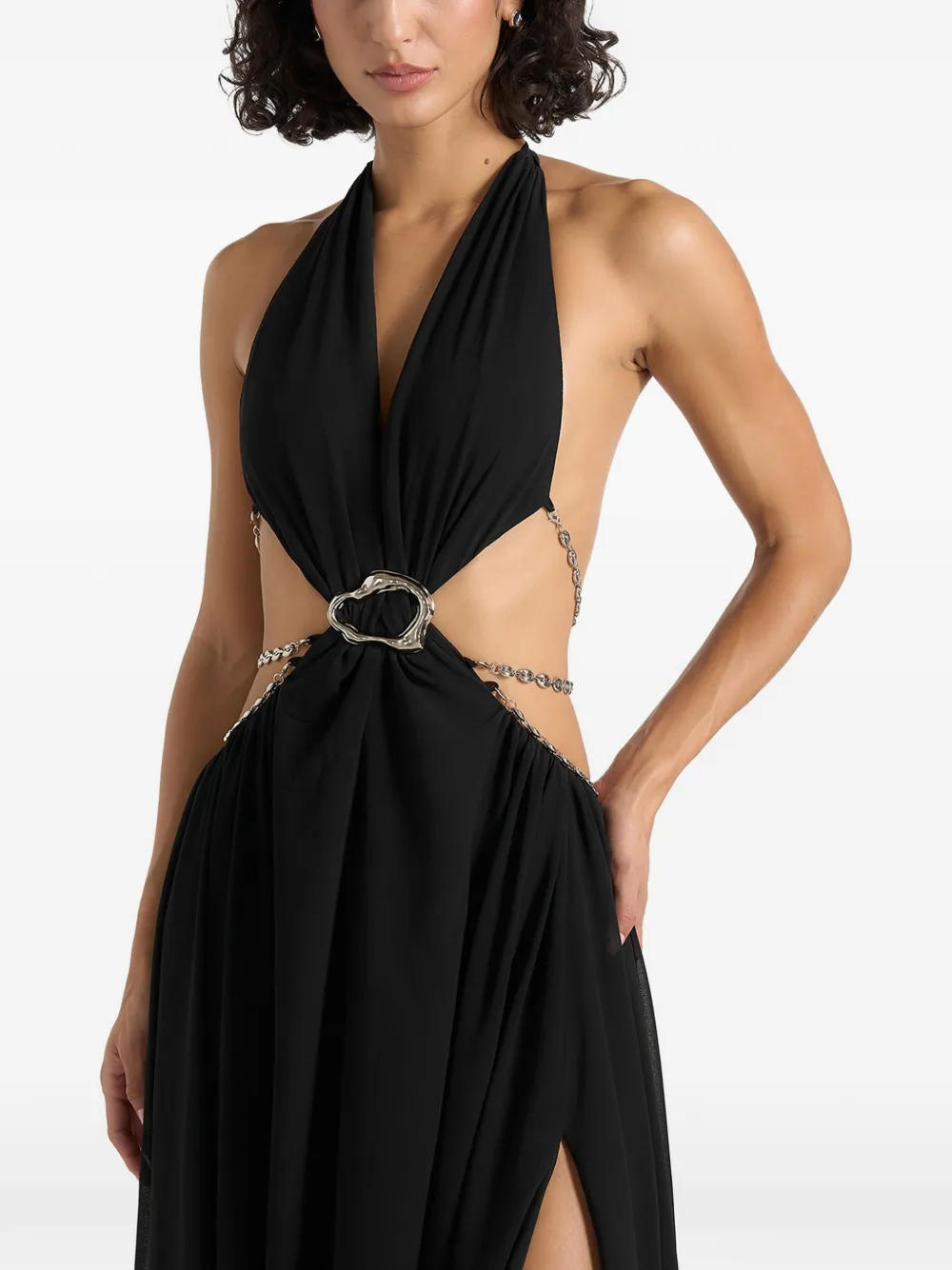 Manière De Voir June maxi-jurk met kettingriem en uitgesneden details Zwart