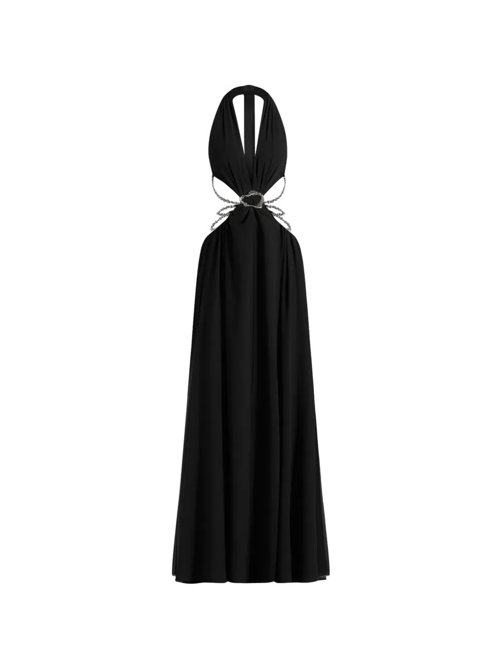 Manière De Voir Abito June in black lungo in georgette con cut-out - Nero