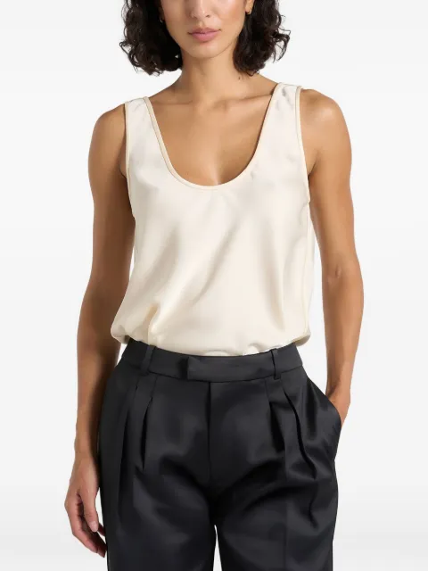 Manière De Voir Mathilda in ivory satin scoop-neck open-back vest
