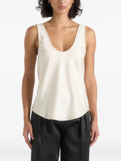 Manière De Voir Mathilda in ivory satin scoop-neck open-back vest