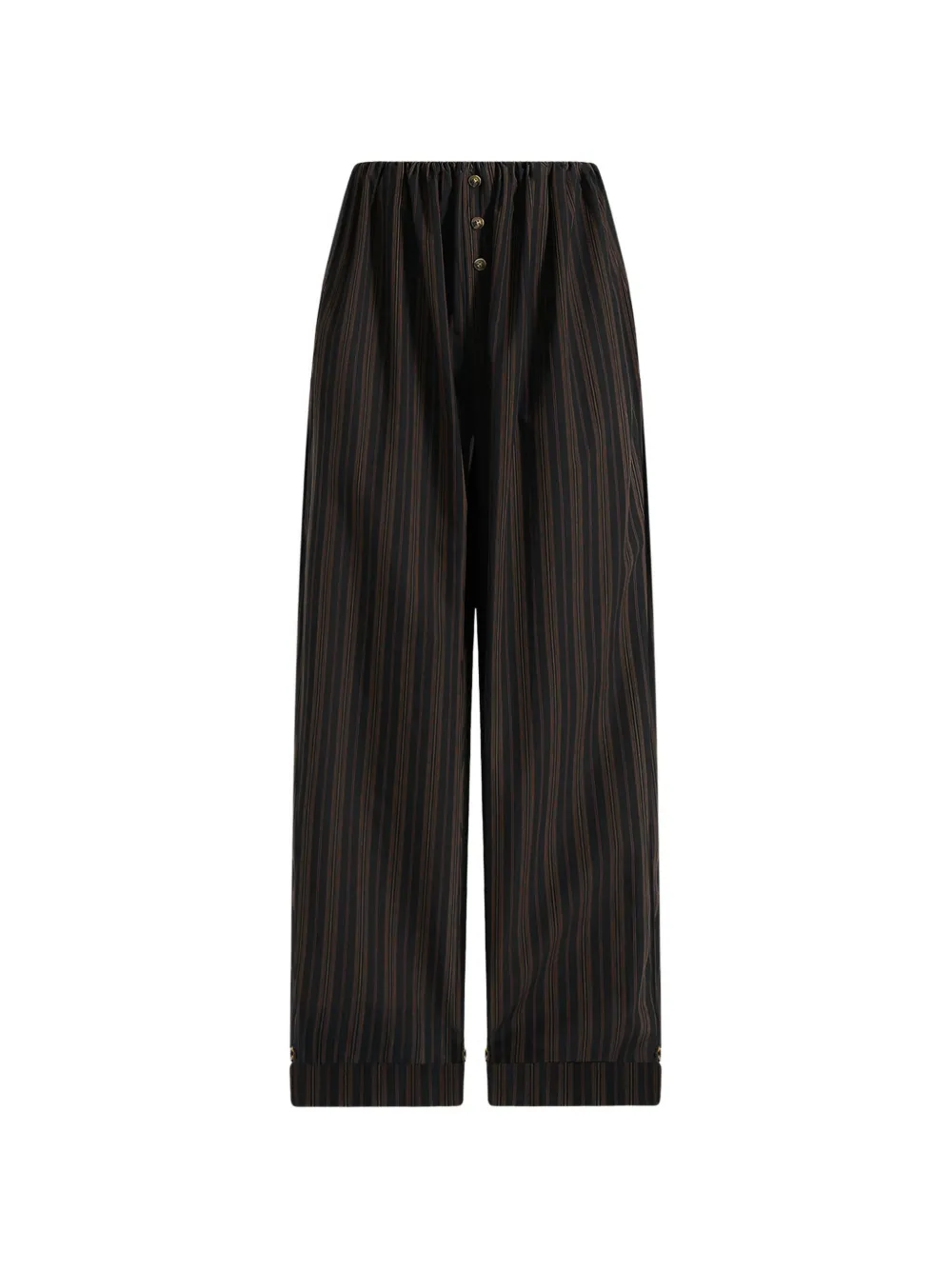 Manière De Voir Ivanna in black/brown elasticated wide-leg striped cotton trousers - Nero