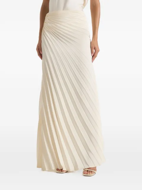 Manière De Voir Fiona in ivory satin fan-pleat maxi skirt
