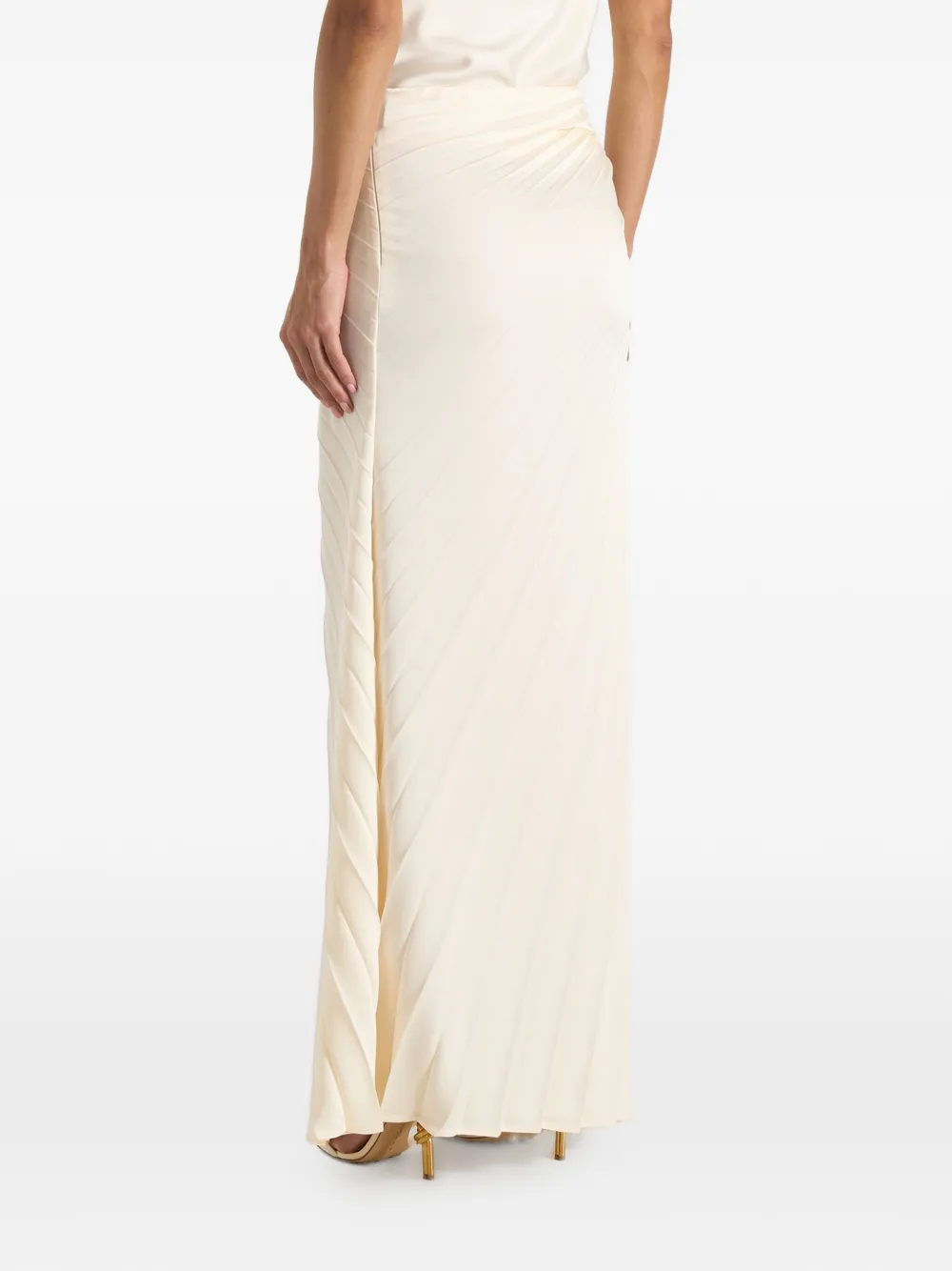 Manière De Voir Fiona in ivoorkleurige satijnen geplooide maxi-rok Beige