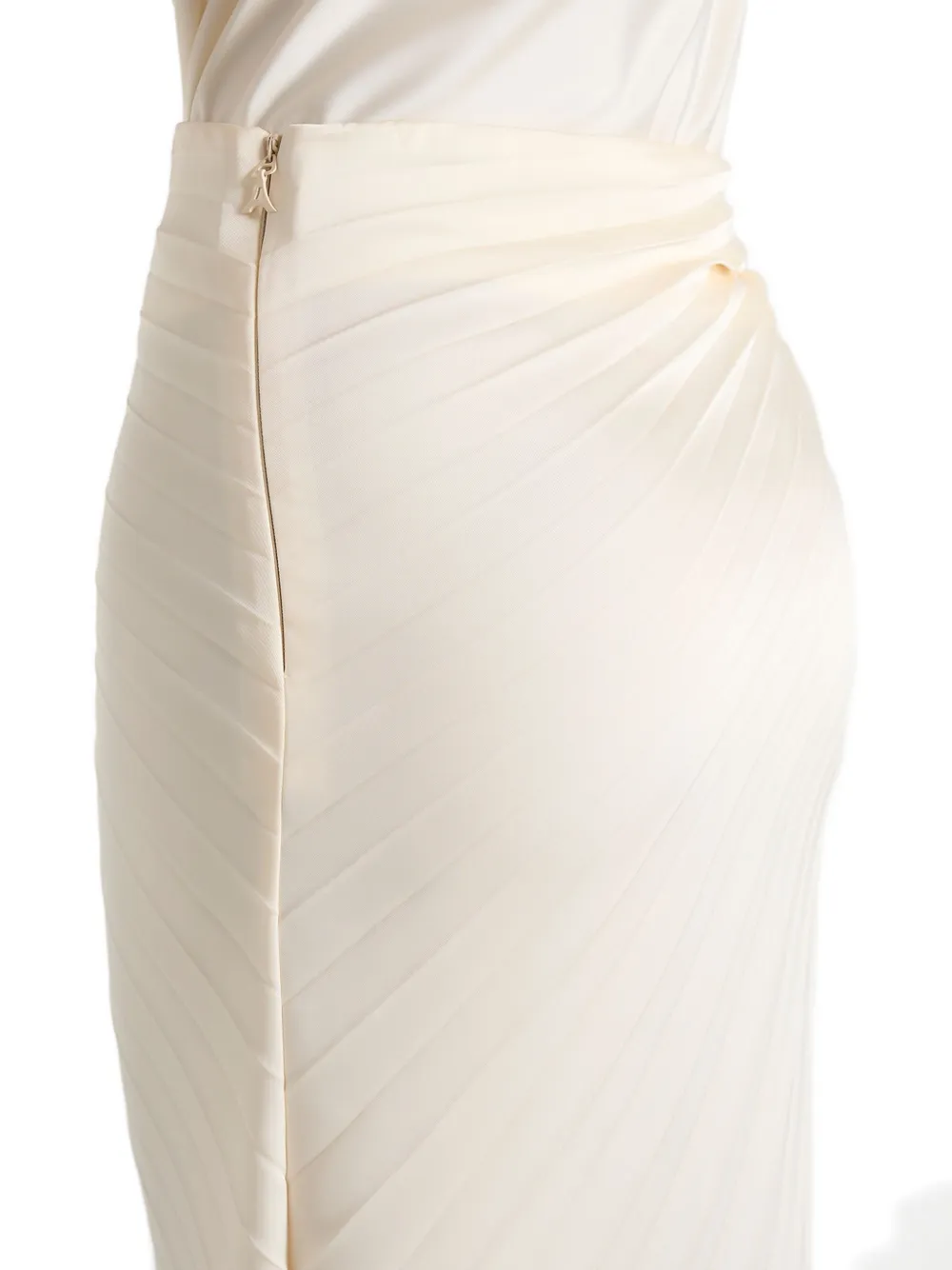 Manière De Voir Fiona in ivoorkleurige satijnen geplooide maxi-rok Beige