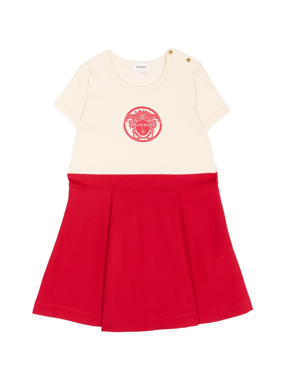 Versace Kids Medusa pleated dress - Rosso