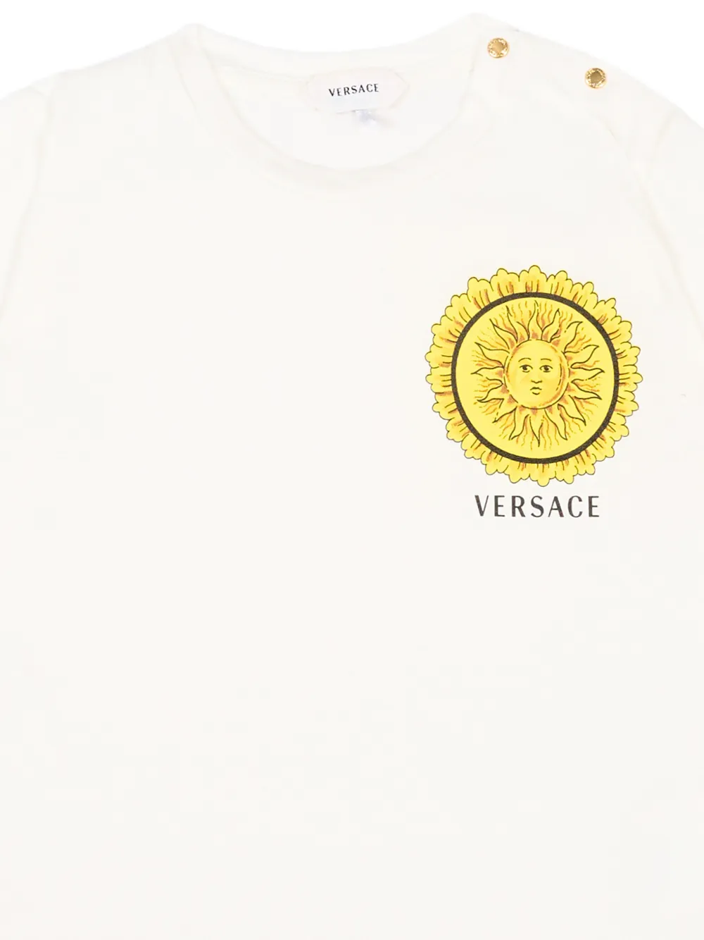 Versace Kids T-shirt met zon-print en knopen Beige