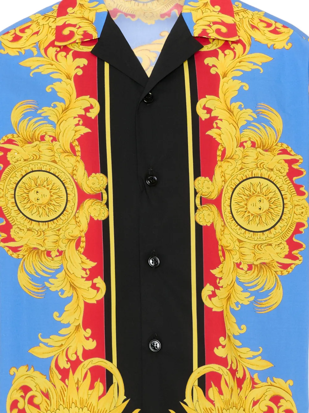 Versace Kids Shirt met barokprint en korte mouwen Blauw