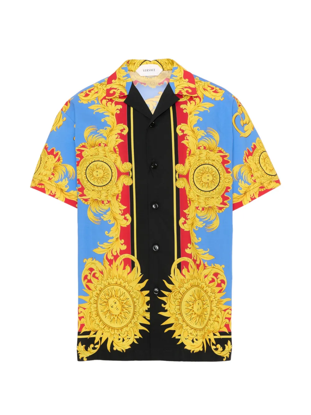 Versace Kids Barocco-print short-sleeve shirt - Blu