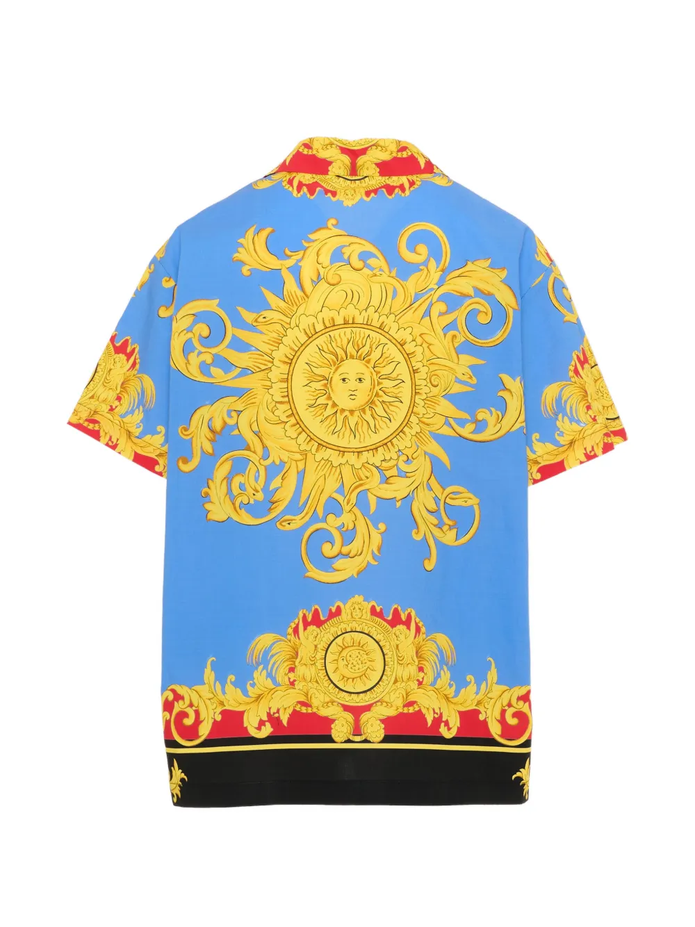 Versace Kids Shirt met barokprint en korte mouwen Blauw