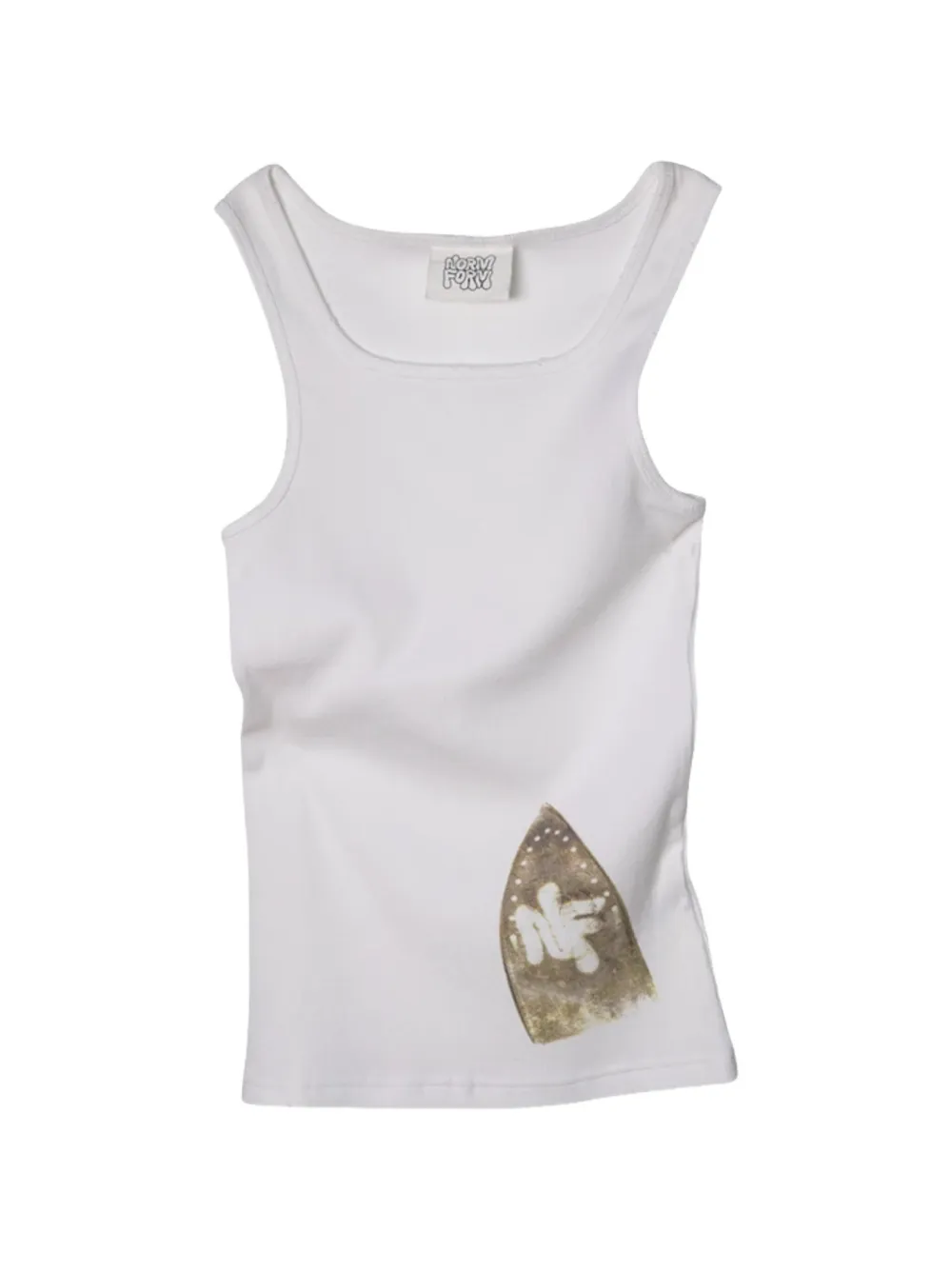 NORMFORM iron-burn distressed tank top - Bianco