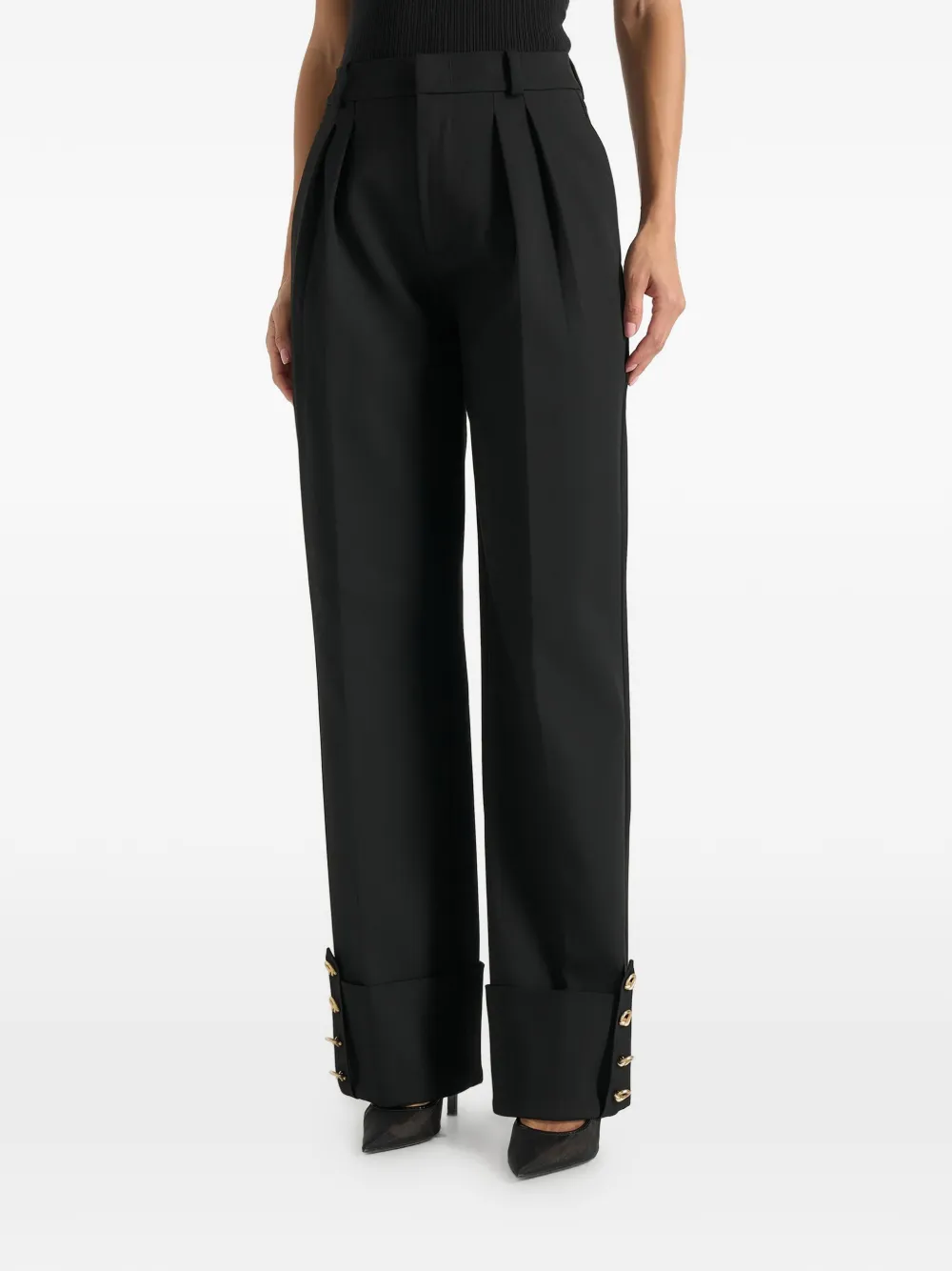 Manière De Voir Darlene in black turn-up detail tailored twin-pleat pants - Nero