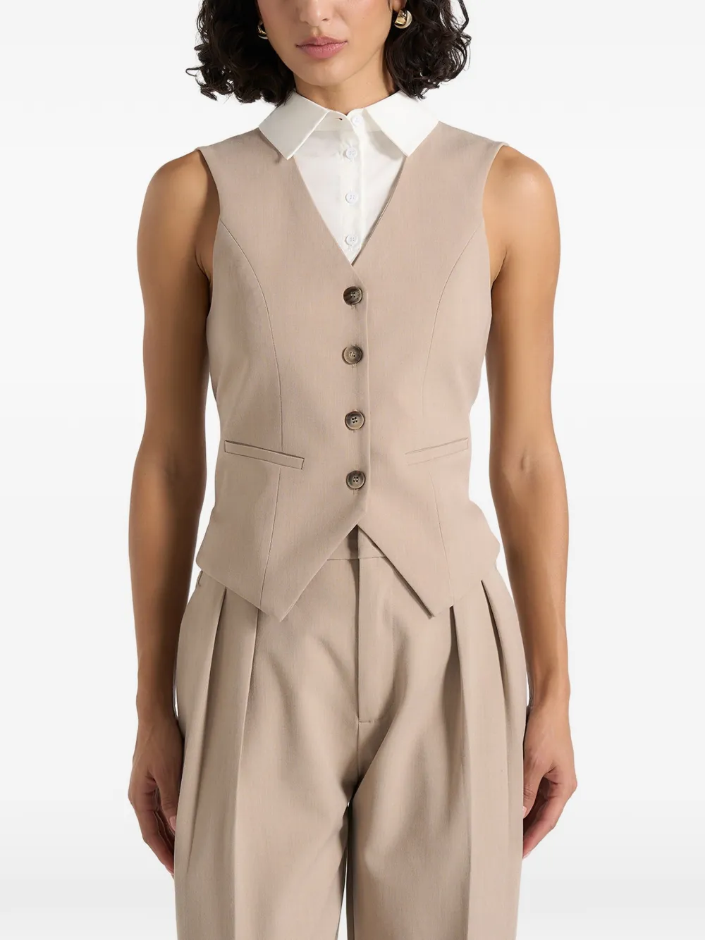 Manière De Voir Irene collar-detail cinched suit vest - Toni neutri