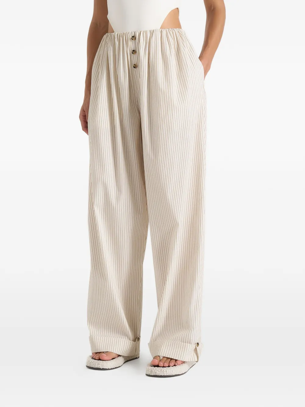 Manière De Voir Ivanna elasticated wide-leg striped cotton pants - Toni neutri
