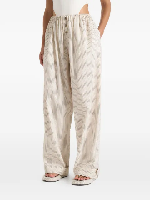 Manière De Voir Ivanna elasticated wide-leg striped cotton pants