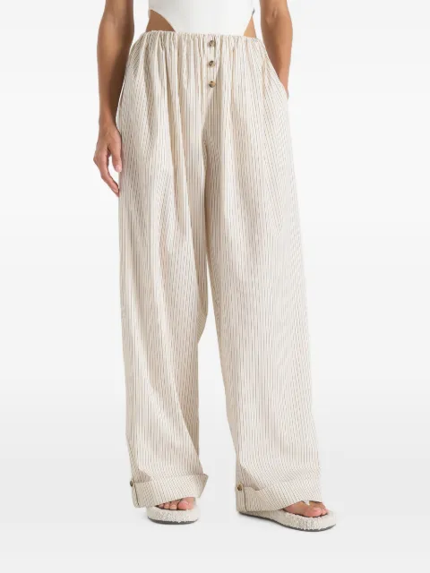 Manière De Voir Ivanna - elasticated wide leg striped cotton trousers - cream