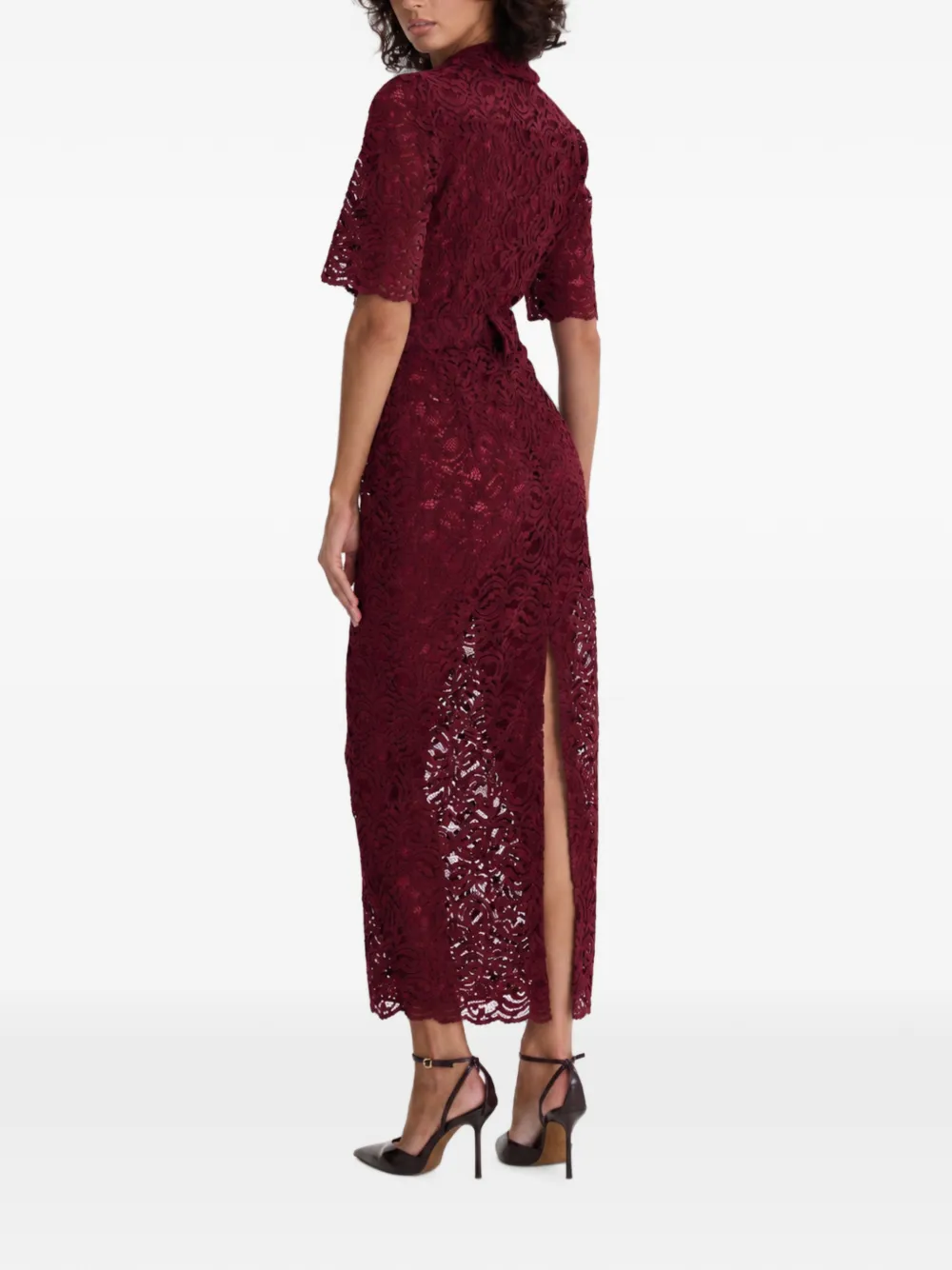 MOOS STUDIO Midi-jurk met ceintuur Rood