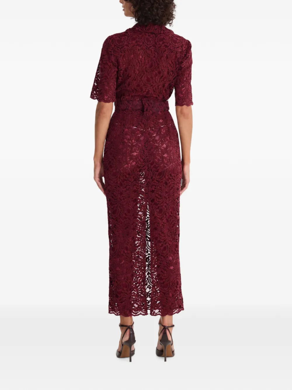 MOOS STUDIO Midi-jurk met ceintuur Rood