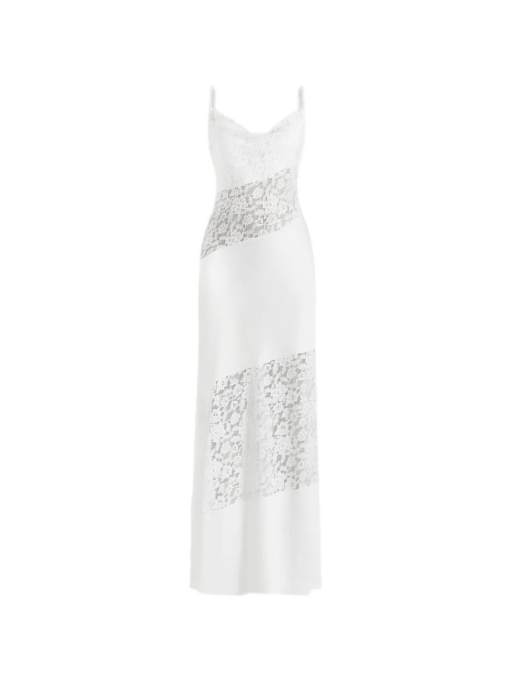 Manière De Voir Abito lungo asimmetrico Naya bianco in pizzo
