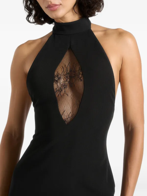 black lace halter neck dress Manière de Voir Jessica Contour Drape Maxi in at Nordstrom, Size 12 New-in-wk48