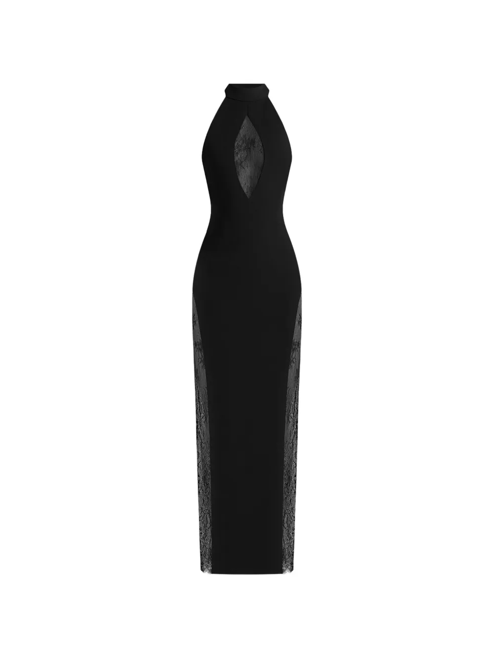 Manière De Voir Jessica contour lace halter drape neck maxi dress - Nero