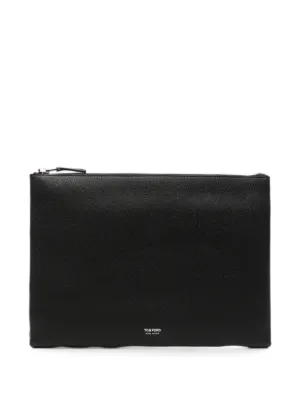Ermenegildo Zegna クラッチバッグ 二層 シュリンクレザー 黒 Zegna レザー クラッチバッグ | ブラック | FARFETCH JP
