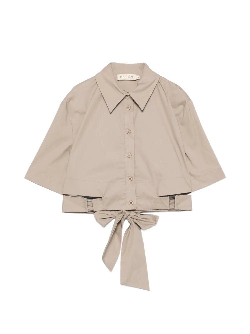 MOUTAKI tie-fastening cropped shirt - Toni neutri