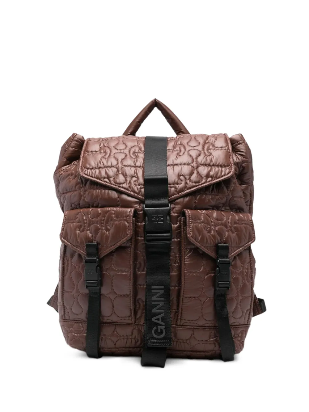 GANNI quilted Re-Tech backpack - Marrone