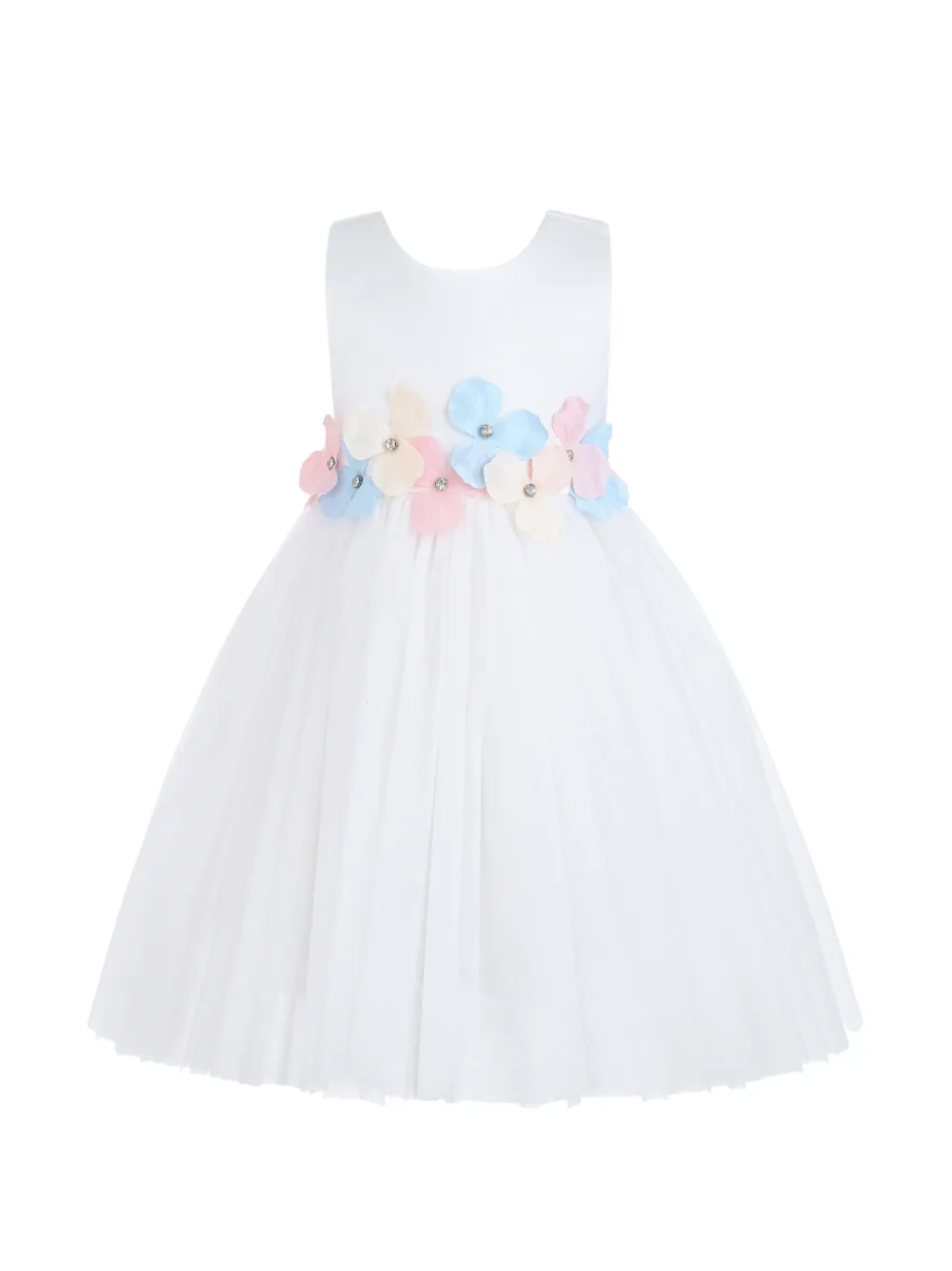 Tulleen Elarisse jurk met bloe taille Wit