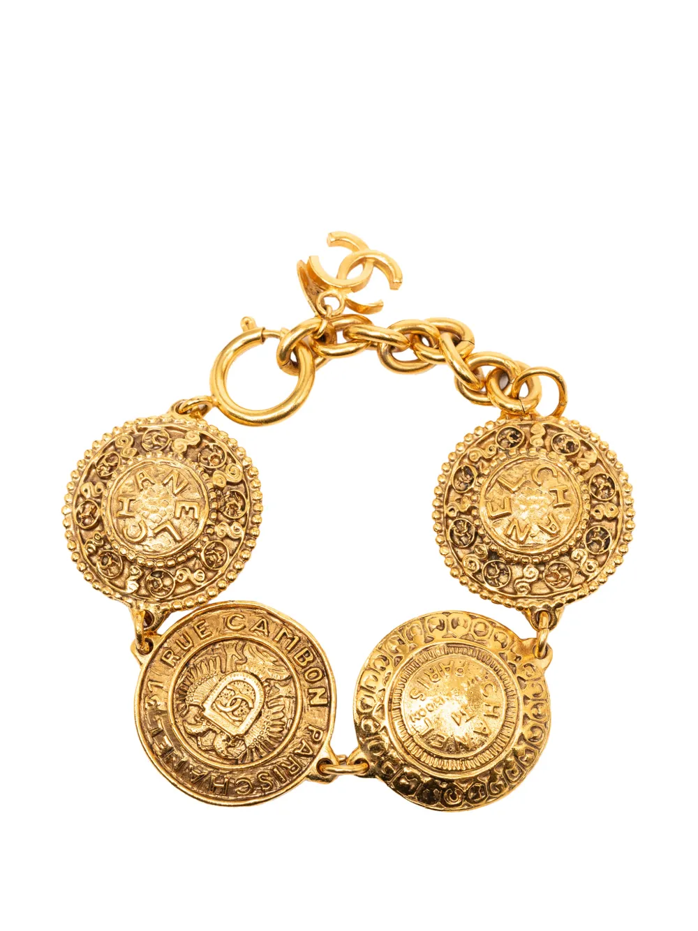 CHANEL Pre-Owned 1970-1980 CC Gold Plated Medallion Link Bracelet costume bracelet - Oro