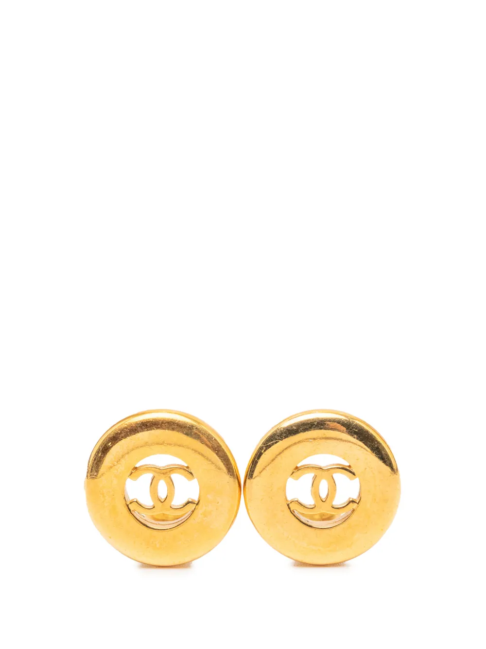 CHANEL Pre-Owned 1997 CC Gold Plated Round Clip On Earrings costume earrings - Oro