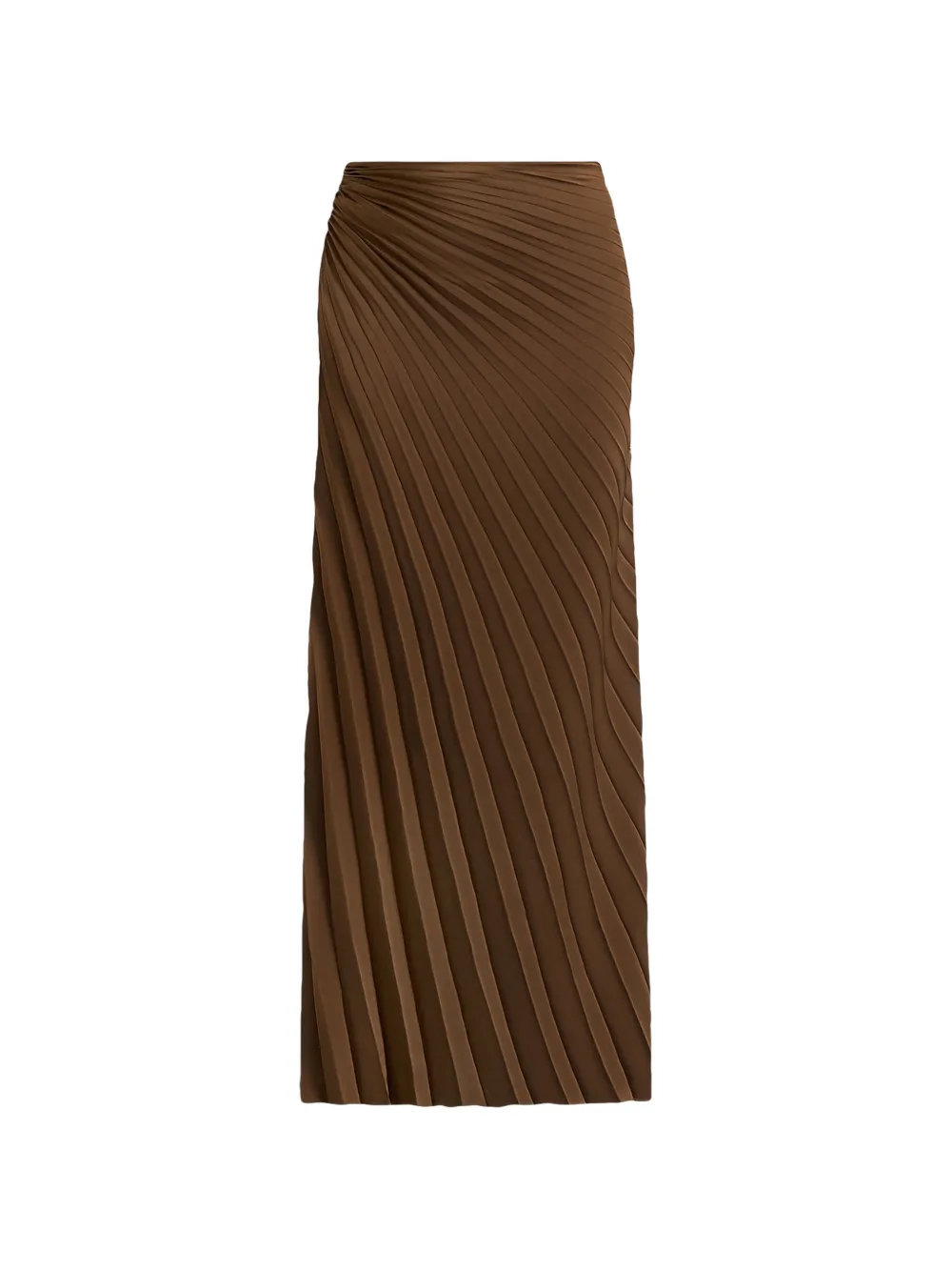 Manière De Voir Fiona in brown satin fan-pleat maxi skirt - Marrone