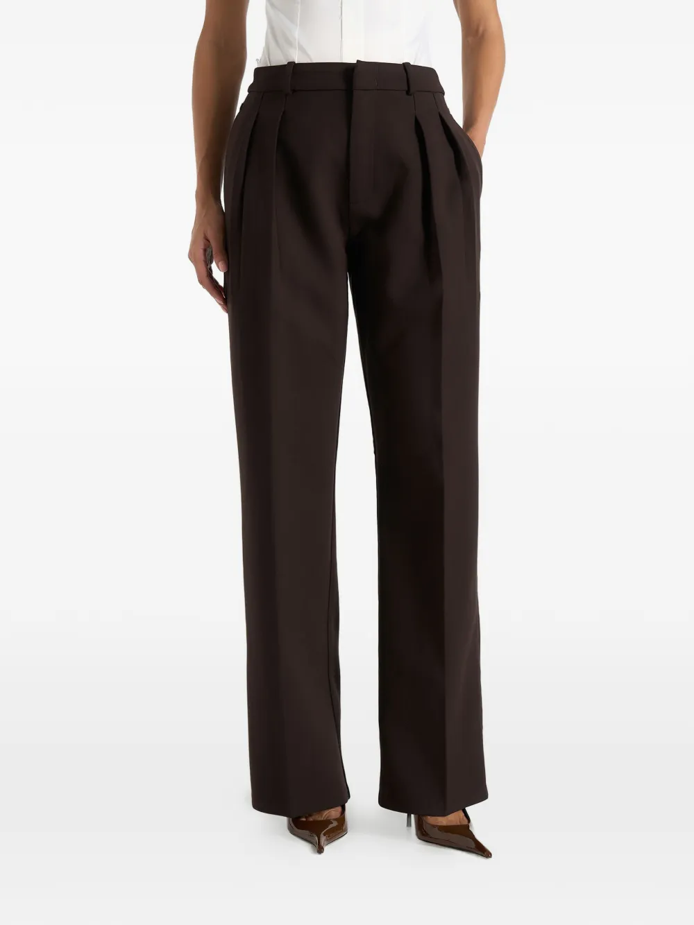 Manière De Voir Julie in dark brown tailored twin-pleat trousers - Marrone