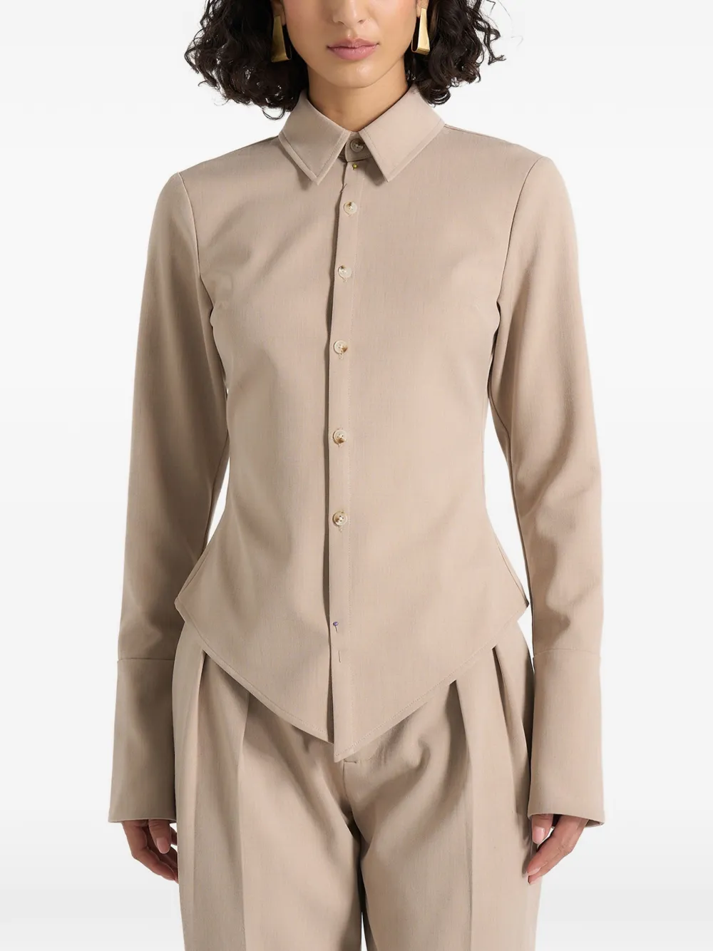 Manière De Voir Sonia in beige tailored-cinch shirt - Toni neutri