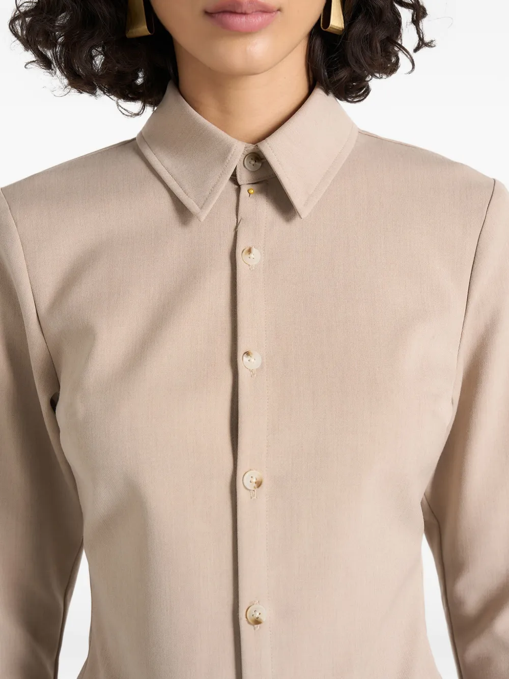 Manière De Voir Sonia getailleerde blouse met beige
