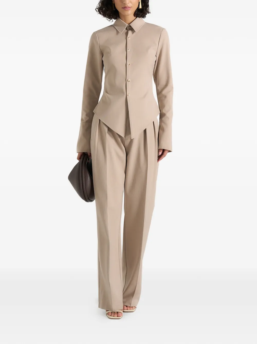 Manière De Voir Sonia getailleerde blouse met beige