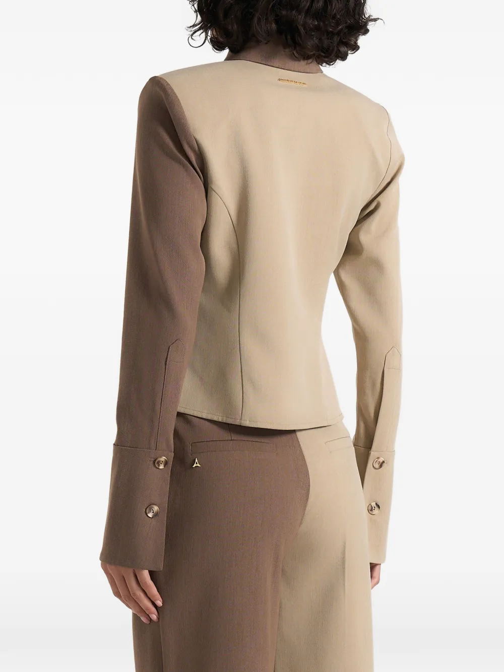 Manière De Voir Sonia in taupe bruin tweekleurig blouse Beige