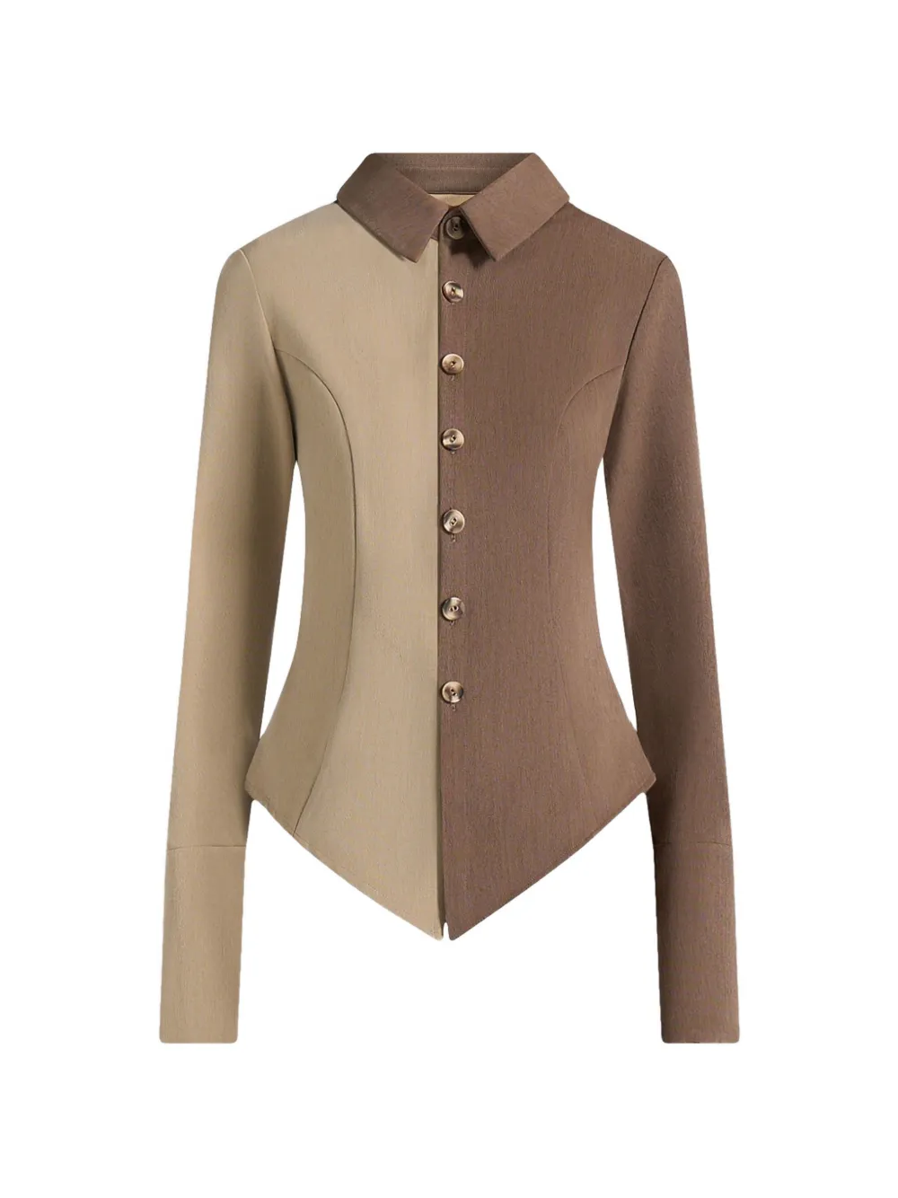 Manière De Voir Sonia in taupe/brown two-tone tailored shirt - Toni neutri