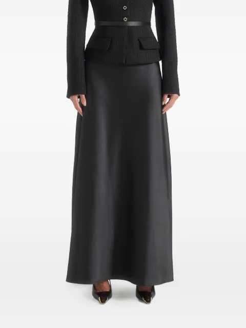 Manière De Voir Grace in black boucle and satin-belted blazer maxi dress