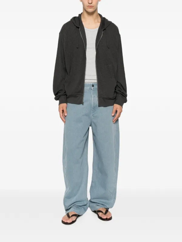 Stüssy waffle-knit zip-up Thermal Hoodie | Black | FARFETCH
