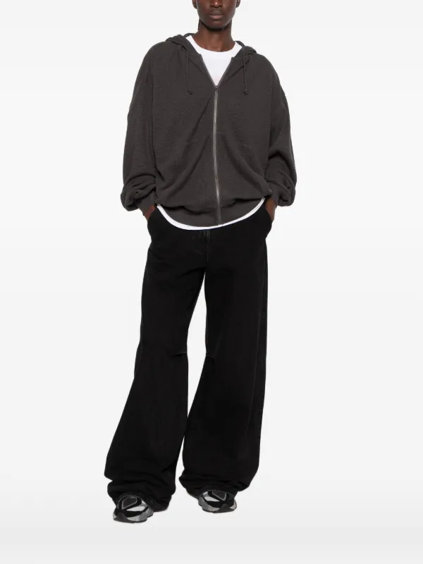 Stüssy waffle-knit zip-up Thermal Hoodie | Black | FARFETCH