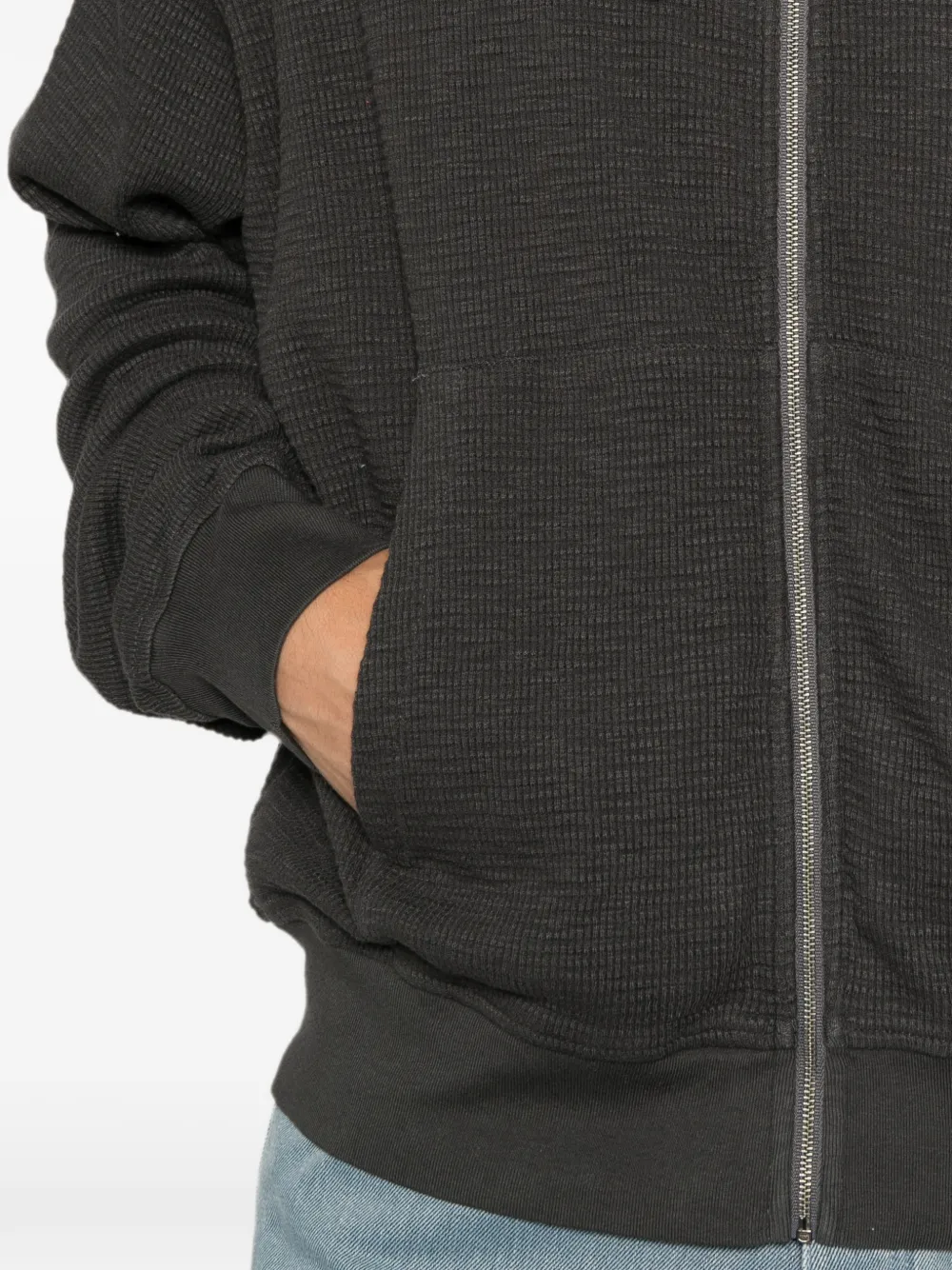 Stüssy Wafelgebreide thermo hoodie met rits Zwart