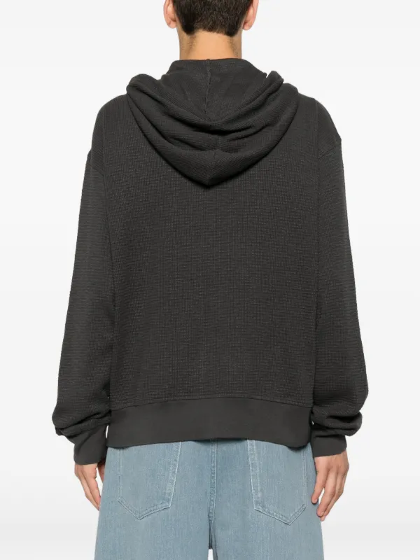 Stüssy waffle-knit zip-up Thermal Hoodie | Black | FARFETCH