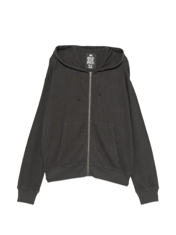 Stüssy waffle-knit zip-up Thermal Hoodie | Black | FARFETCH