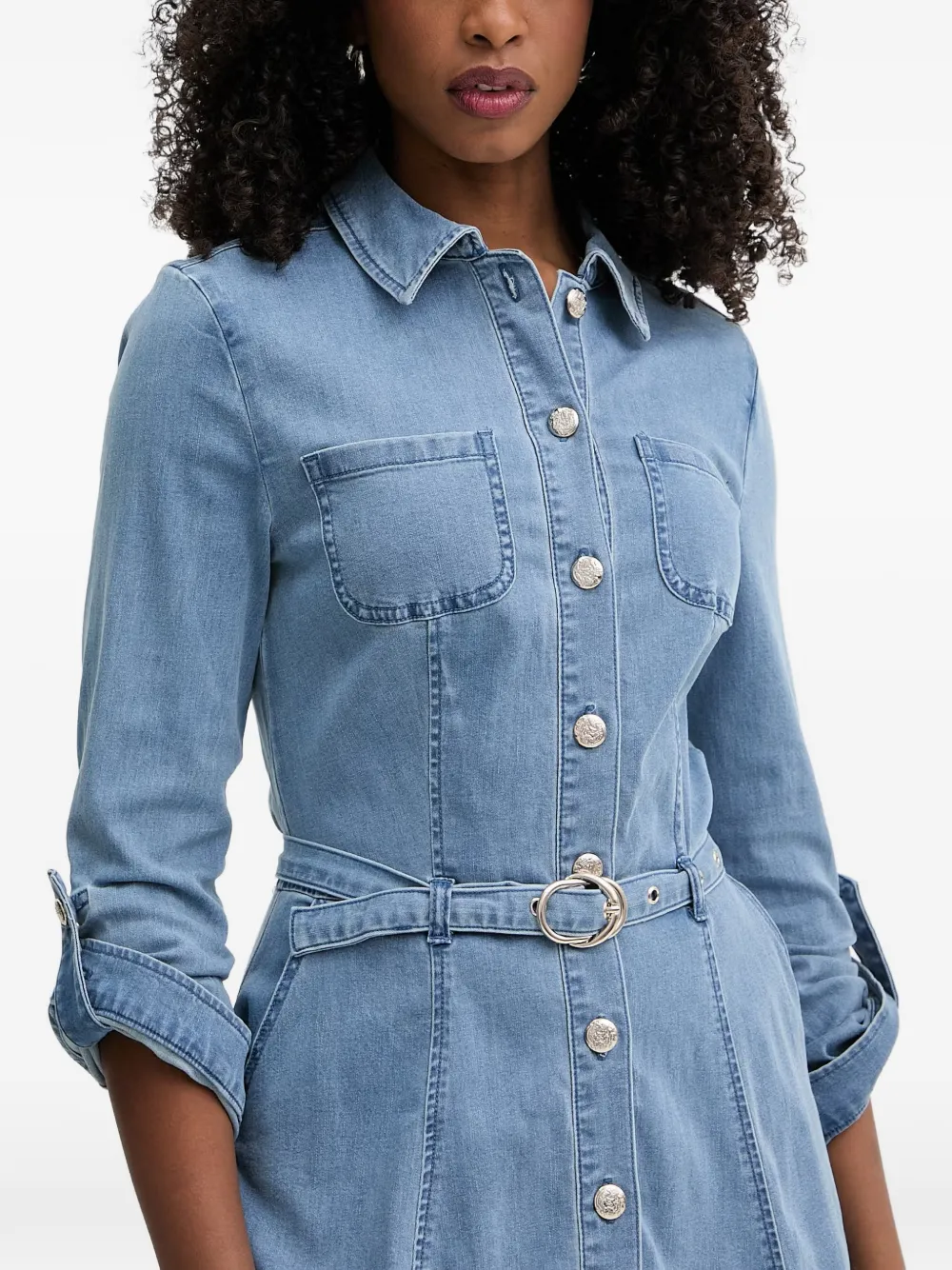 Morgan Button-down mini-jurk met ceintuur Blauw