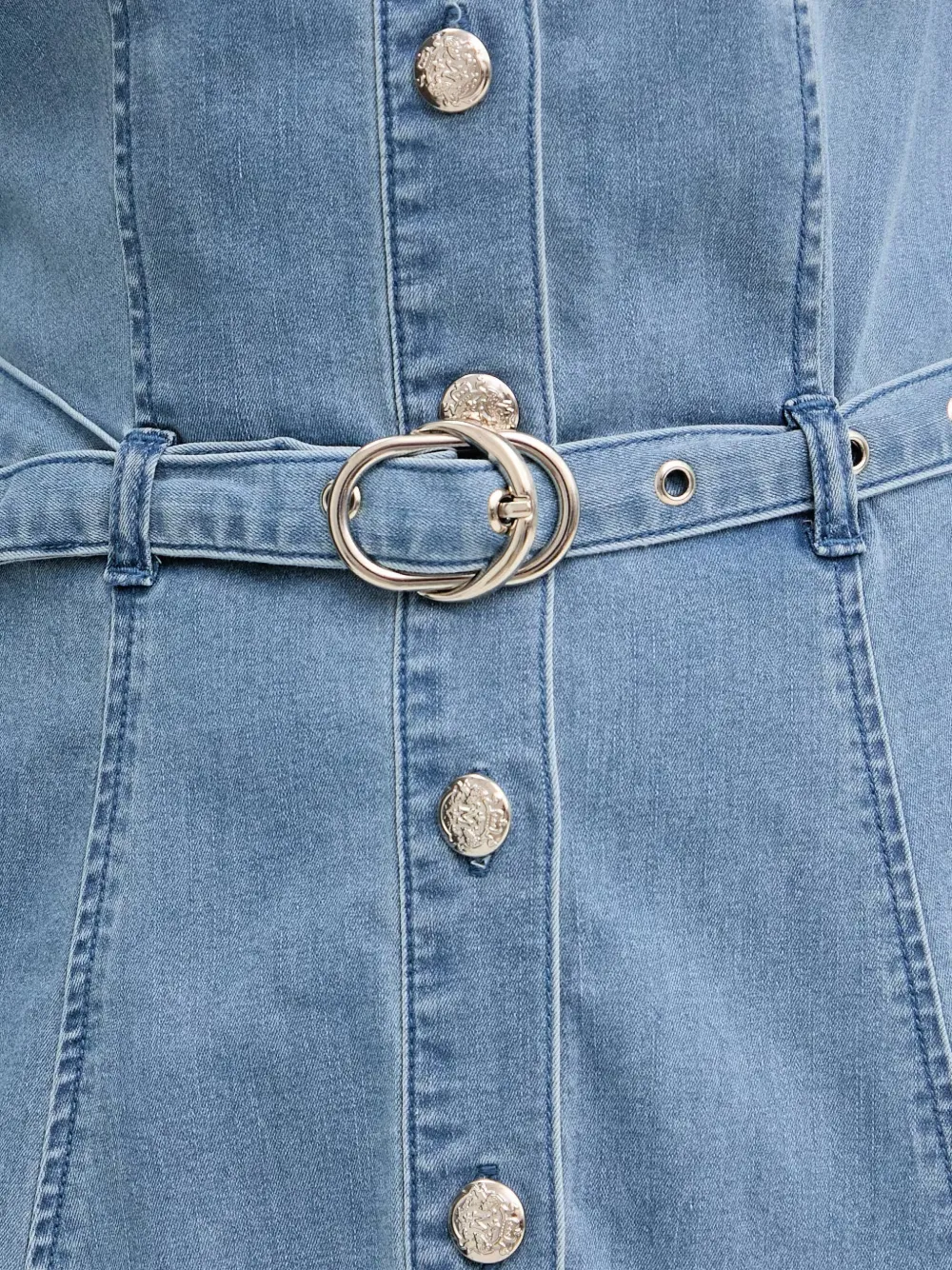 Morgan Button-down mini-jurk met ceintuur Blauw