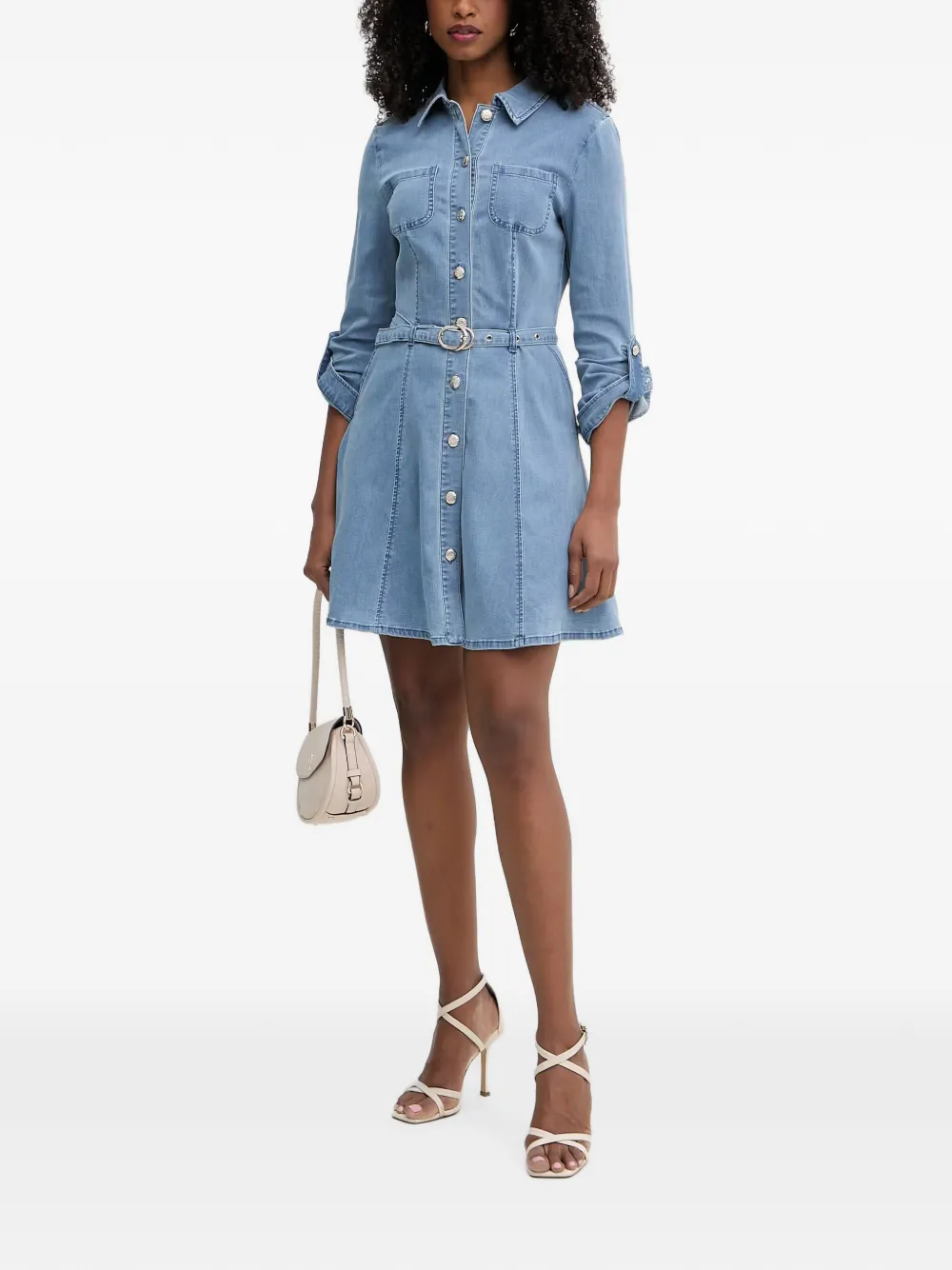 Morgan Button-down mini-jurk met ceintuur Blauw