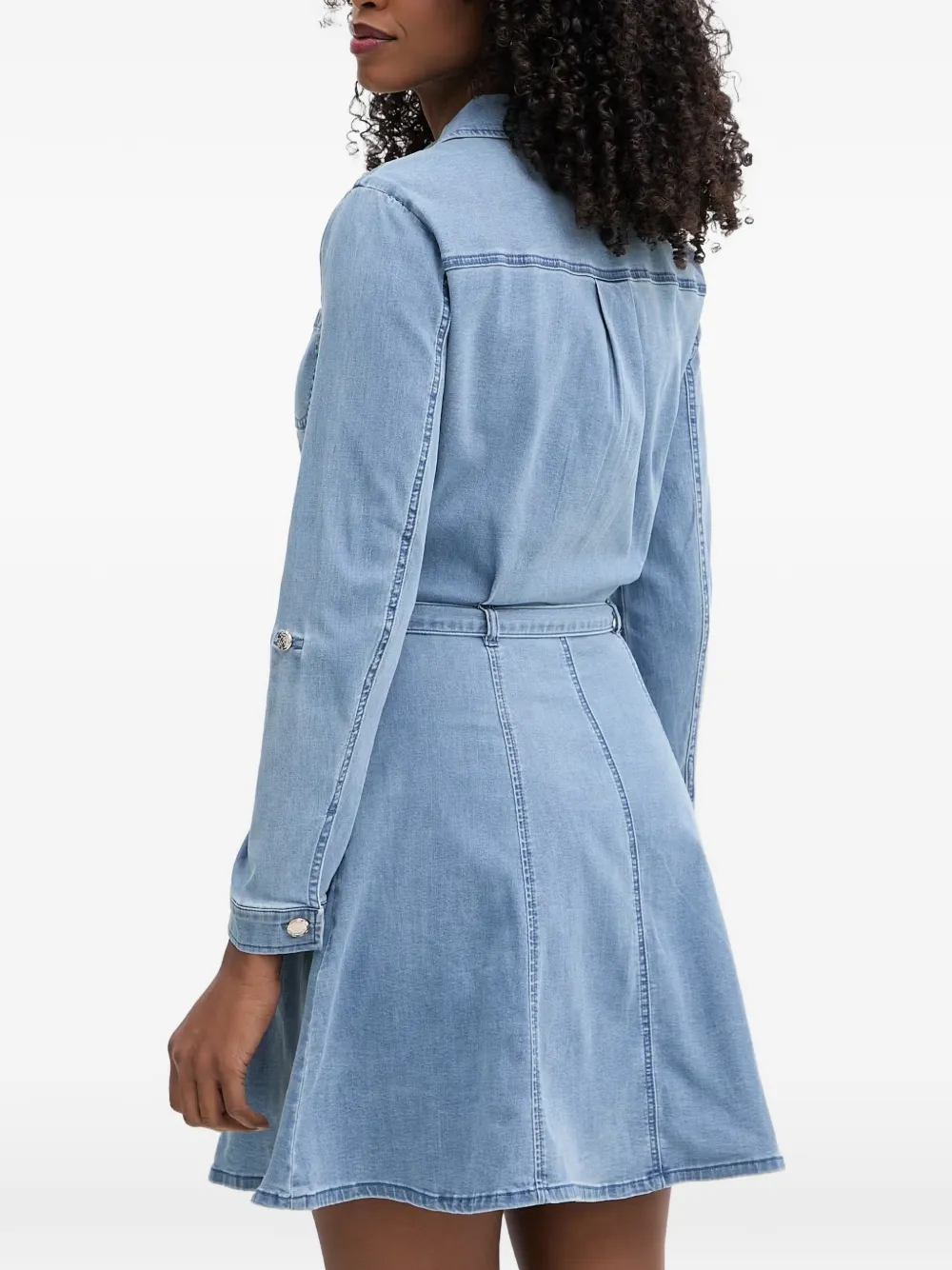 Morgan Button-down mini-jurk met ceintuur Blauw