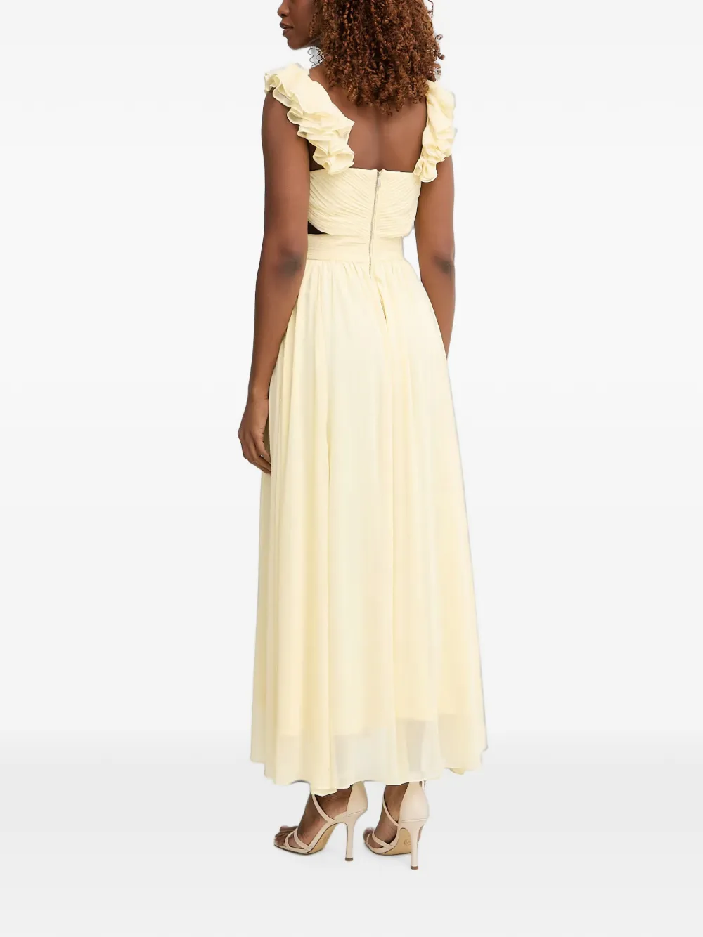 Morgan Maxi-jurk met ruches en uitgesneden details Geel
