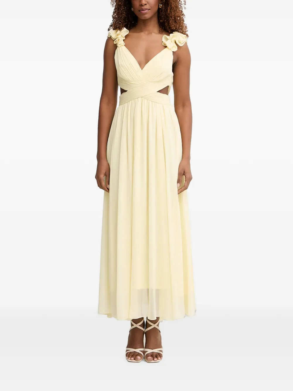 Morgan Maxi-jurk met ruches en uitgesneden details Geel